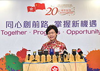 Mrs Carrie Lam meeting the media in Beijing